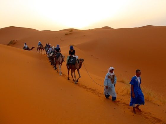 Camel ride in the Sahara desert, Morocco