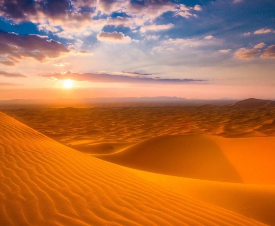Erg Chebbi sand dunes in the Sahara desert near Merzouga, Morocco