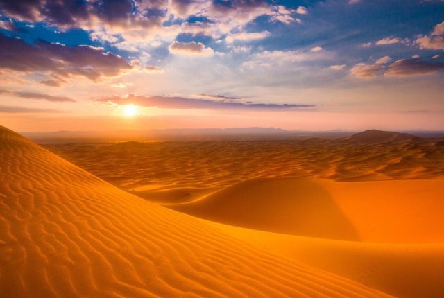 Erg Chebbi sand dunes in the Sahara desert near Merzouga, Morocco