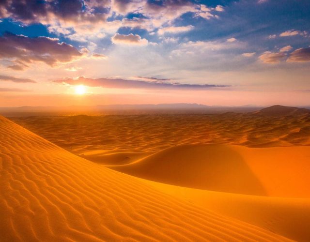 Erg Chebbi sand dunes in the Sahara desert near Merzouga, Morocco
