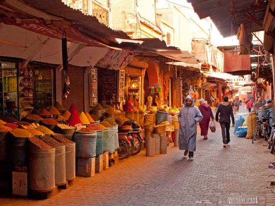 Spice stall in a Marrakech souk, Morocco