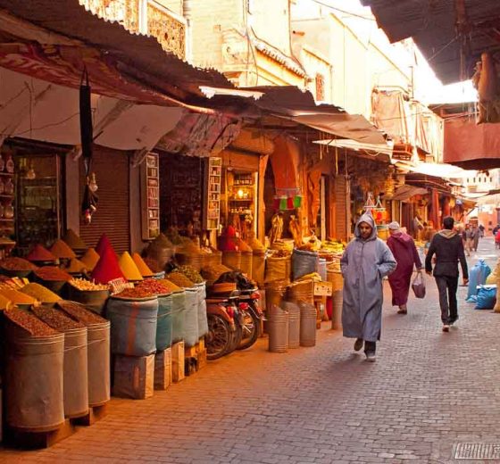 Zoco animado en la medina de Marrakech