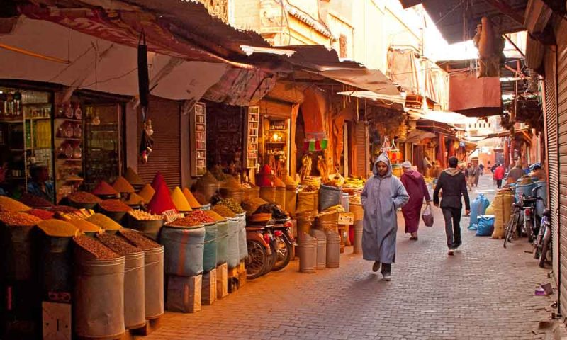 Spice stall in a Marrakech souk, Morocco
